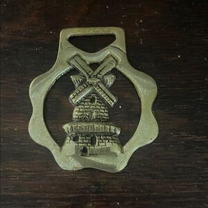 Vintage Brass Windmill Horse Medallion